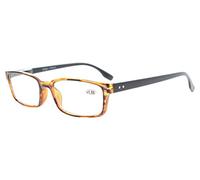 Eyekepper Lectores clásicos rectangulares de muelles de bisagras de calidad de lectura gafas (Marco Ámbar/Brazo de negro, +4.00)