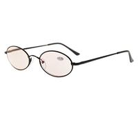 Eyekepper Lectores de computadora de memoria de titanio puente de primavera bisagras óvalo ordenador gafas de lectura Negro(Lentes teñidos ámbar, +1.00)