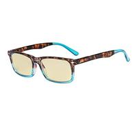 Eyekepper Lentes con bloqueo de luz azul Hombres Mujeres con lente de filtro amarillo - Gafas de computadora confort - Tortuga/Azul