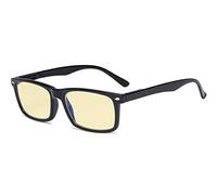 Eyekepper Lentes con bloqueo de luz azul Hombres Mujeres con lente de filtro amarillo - Gafas de computadora confort - Negro+1.25