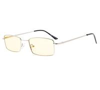 Eyekepper memoria titanio gafas de ordenador puente 50% luz azul gafas de bloqueo lentes de color ámbar (Plata,+0.00)