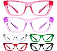 Eyekepper Ojo de Gato Gafas de lectura con bisagras de resorte sin tornillos Paquete de 6 Gafas para presbicia de montura gruesa para mujer sin metal +2,25