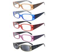 Eyekepper Pack de 5 Gafas de Lectura con Bisagras de Muelle, Incluida Una Lente para Gafas de Sol +3.00