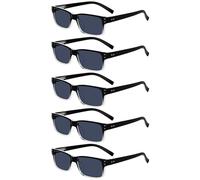 Eyekepper Pack de 5 Gafas de Lectura para Hombre y Mujer Retro Plástico Bisagras de Resorte, Lentes Grises +0.50