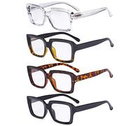 Eyekepper Paquete de 4 Señoras Gafas - Gafas cuadrados de gran tamaño con estilo para Mujer