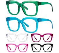 Eyekepper Paquete de 6 gafas de lectura con bisagra de muelle sin metal y sin tornillos de gran tamaño +1,75