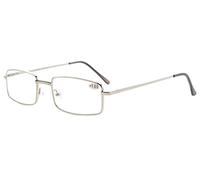 Eyekepper Rectangular Spring Templo Mediano metal Gafas de lectura Hombres Mujeres Plata +1.25