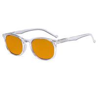 Eyekepper Retro Blue Light Glasses Women Men - Blocking UV Ray Anti Screen Glare Nighttime Computer Eyeglasses with Orange Tinted Filter Lens - Transparent