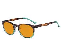 Eyekepper Retro Blue Light Glasses Women Men - Blocking UV Ray Anti Screen Glare Nighttime Computer Reading Glasses with Orange Tinted Filter Lens - Tortoise/Green +1.00