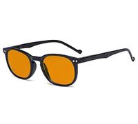 Eyekepper Retro Blue Light Glasses Women Men - Blocking UV Ray Anti Screen Glare Nighttime Computer Reading Glasses with Orange Tinted Filter Lens - Black +2.50