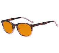Eyekepper Retro Blue Light Glasses Women Men - Blocking UV Ray Anti Screen Glare Nighttime Computer Reading Glasses with Orange Tinted Filter Lens - Tortoise/Pink +1.00