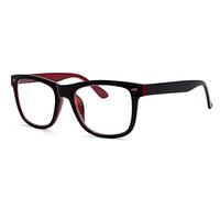 Eyekepper Señoras y señores gafas de lectura con lenteses cuadrados grandes y bisagras de resorte - Negro/Rojo +2,50