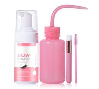 Eyelash Cleanser Kit with Foam Shampoo, Rinse Bottle, and Brush, Deep-Cleansing Eyelid Wash Deep Clean Eyelashes, Remove Dirt and Lash Maintenance at Home or Salon, 1 Set