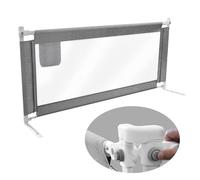 Eyeleaf Barrera de cama gris 2 m, nuevo patrón, protección contra caídas, rejilla de protección para cunas, protección contra caídas, para cunas, protección contra caídas, instrucciones de montaje en