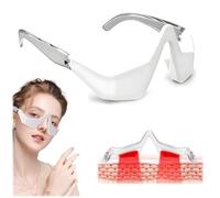 Eyelift Device with Red Light, Eye Bag Remover Glasses, Red Light Under Eye Therapy for Remove Dark Circles, Relax Eyes Strain Portable Eye Carer with Heating (White)