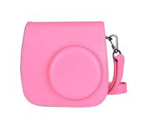 Eyeon - Bolsa para cámara de Fotos Instax Mini 9 Mini 8/8+, Funda Protectora de Piel sintética Lisa con Correa extraíble y Bolsillo Integrado (Rosa Flamingo)