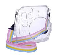 Eyeon Funda con Correa de Proteger y Bolsillo, Bolsa de Transporte Fabricada en Cuero para Fujifilm Instax Mini 9 / Mini 8 8+ Cámara Instantánea