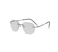 EYEphy Gafas fotocrómicas al Aire Libre Inteligentes sin Marco Ultra Ligeras de los Hombres, Lector de Lentes de Resina no esférica HD / UV400,Negro,+2.5