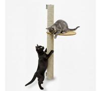 eyepower 105 cm Rascador de Pared Luna con 1 Plataforma de Bambú - Árbol para Gatos con Estantería - Columna de Sisal Natural - Recorrido de Estantes - Torre para Gatos Estable - Poste Fijación Mural