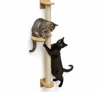 eyepower 105 cm Rascador de Pared Luna con 1 Plataforma de Bambú - Árbol para Gatos con Estantería - Columna de Sisal Natural - Recorrido de Estantes - Torre para Gatos Estable - Poste Fijación Mural