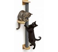eyepower 105 cm Rascador de Pared Luna con 1 Plataforma de Bambú - Árbol para Gatos con Estantería - Columna de Sisal Natural - Recorrido de Estantes - Torre para Gatos Estable - Poste Fijación Mural