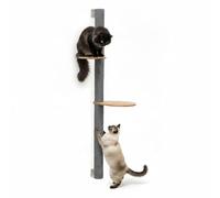 eyepower 132 cm Rascador de Pared Luna con 2 Plataformas de Bambú - Árbol para Gatos con Estanteria - Columna de Sisal Natural - Recorrido de Estantes - Torre Gato Estable - Poste Alto Fijación Mural