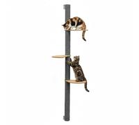 eyepower 170 cm Rascador de Pared Luna con 3 Plataformas de Bambú - Árbol para Gatos con Estanteria - Columna de Sisal Natural - Recorrido de Estantes - Torre Gato Estable - Poste Alto Fijación Mural