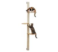 eyepower 170 cm Rascador de Pared Luna con 3 Plataformas de Bambú - Árbol para Gatos con Estanteria - Columna de Sisal Natural - Recorrido de Estantes - Torre Gato Estable - Poste Alto Fijación Mural