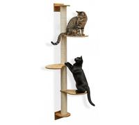 EYEPOWER 175 cm Rascador de Pared Luna con 3 Plataformas de Bambú - Árbol para Gatos con Estanteria - Columna de Sisal Natural - Recorrido de Estantes - Torre Gato Estable - Poste Alto Fijación Mural