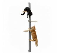 eyepower 205 cm Rascador de Pared Luna con 4 Plataformas de Bambú - Árbol para Gatos con Estanteria - Columna de Sisal Natural - Recorrido de Estantes - Torre Gato Estable - Poste Alto Fijación Mural
