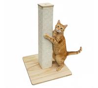 eyepower 62 cm Árbol Rascador para Gatos y Gatitos - Poste de Cuerda Sisal Cuadrado con Base de Bambú - Palo M8 para Uso en Interior - Accesorios para Gato Adulto y Pequeño - Torre con Placa de Madera