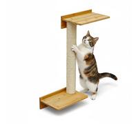 eyepower 71 cm Rascador de Pared Milo con 2 Plataformas de Bambú - Árbol para Gatos con Estantería - Columna de Sisal Natural - Recorrido de Estantes - Torre para Gatos Estable - Poste Fijación Mural
