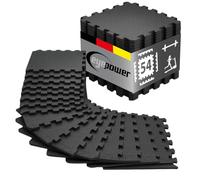 EYEPOWER Losetas Protección Suelo Fitness 30x30 cm Negro - 54 Alfombra Home Gym - Suelo Gimnasio Antigolpes - Protección para Cinta de Correr Bicicleta Elíptica Crosstrainer