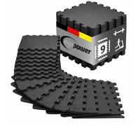 EYEPOWER Losetas Protección Suelo Fitness 30x30 cm Negro - 9 Alfombra Home Gym - Suelo Gimnasio Antigolpes - Protección para Cinta de Correr Bicicleta Elíptica Crosstrainer