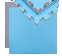 EYEPOWER Suelo de Gimnasio de EVA Espeso 20mm Esterilla Puzle 90x90cm Incl Marco para Deporte Ejercicio Extensible Doble faz Gris Azul