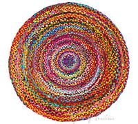 Eyes of India - 4FT Redondo de Colores Tejido Borla Chindi Trenzado Área Decorativo Alfombra Indio Bohemia Adorno Bohemio Elegante Hecho a Mano Tejido - Multi, 4 ft. (120 cm)