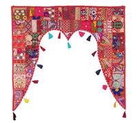 Eyes of India - Colorido Puerta Ventana Cenefa Toran Colgante de Pared India Boho Elegante Decoración Bohemia Adorno Hecho a Mano - GT-Red, 46 X 42 in. (115 X 110 cm)