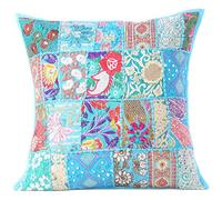Eyes of India - de Colores Patchwork Almohada Decorativa Sofá Funda de Cojín Sofá Manta Indio Bohemia de Colores Bohemio Cubierta - Azul Claro, 20 X 20 in. (50 X 50 cm)