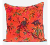 Eyes of India Funda de cojín con flores de terciopelo para sofá, colorido estilo bohemio chic, acento indio, hecho a mano (naranja, 60,96 cm x 60,96 cm)