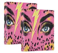 Eyes with A Lightning - Carpeta de 3 anillas de 1.5 pulgadas, organizador de documentos de material PVC con anillo en D y bolsillo transparente para suministros de oficina, paquete de 2