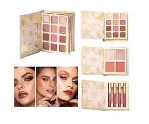 Eyeshadow Palette, 12 Colors Makeup Book with 4 Blush, 4 Liquid Lipstick, Net Content 1.5mlx4, Complete Cosmetic Kit for Daily Makeup, Party, Travel, Women