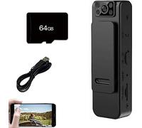 EYESLA Favode Super Camera, 2023 New HD 1080p Noise Reduction Camera, Mini Portable WiFi Body Worn Camera, Night Vision Camcorder (Color : Nero, Size : WiFi Camera+64G)