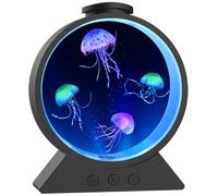 Eyesound Lámpara de medusas, luz sensorial silenciosa para acuario, luz nocturna de estado de ánimo de 7 colores con flujo de agua ajustable y temporizador de 8 horas, lámpara de tanque redondeada