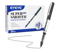 EYEYE Boligrafo Tinta Líquida Negro, 25pcs Boligrafos Roller de Tinta Líquida, secado rápido para escribir, Escritura Suave para Oficina, Hogar, Empresa, Escuela punta fina -0.7 mm