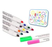 EYEYE Marcadores de borrado en seco de bajo olor, punta fina, 12 paquetes de marcadores de borrado de pizarra blanca de varios colores para escritura y marcador de materiales múltiples