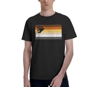 EYGT45Ysw LGBTQ Gay Pride Distressed Bear Culture Flag Short-Sleeve Black L
