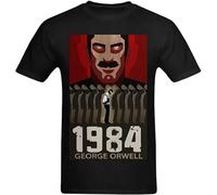 EYGT45Ysw Men 1984 George Orwell Cover Design T-Shirt Black 3XL