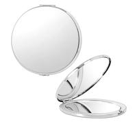 EYIWEITING Mini Espejo Plegable Ovalado de Metal, práctico, Compacto, Hermoso, Resistente y Duradero, Lupa 1X/2X (Oval Plata)