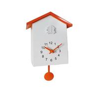 EYJOUTXGG Reloj de Pared de Cuarzo de 20x25cm, Reloj Colgante Moderno con diseño de pájaro for el hogar y la Sala de Estar, Relojes con Temporizador, decoración del hogar y la Oficina(Orange White)