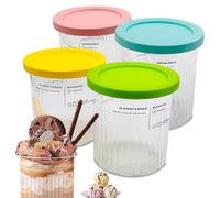 Eyksta 4 Piezas Recipientes para Helados, Tapa Recambio Heladera Ninja Creamy para NC500 NC501, Copas para helado, sin BPA 24 oz